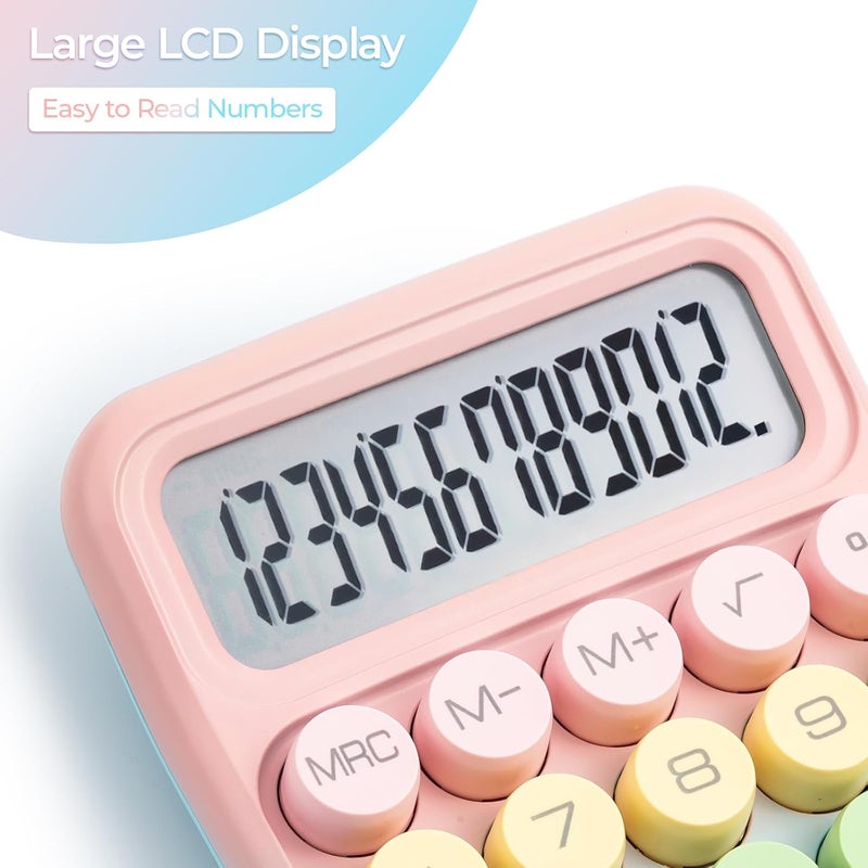 MG Mechanical Switch Calculator, 12 Digit Basic Desk Calculator, Large LCD Display and Big Buttons, Cute Desktop Calculators Gift for Children Students Teacher - Image 3